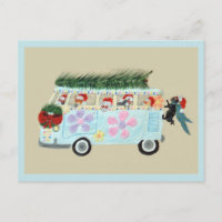 Crazy Cats in their Christmas Hippie Van