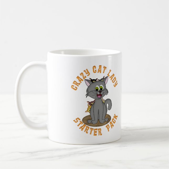 CRAZY CHAT LADY COMMENCER Tasses de PACK dans des  (Gauche)