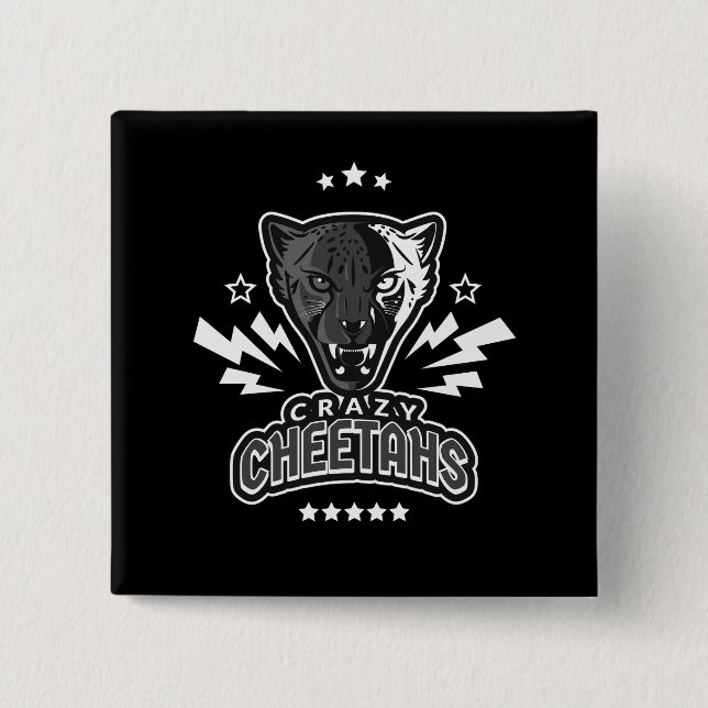 Crazy Cheetahs 2 Inch Square Button (Front)