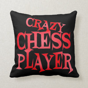 Crazy Chess Player in Red Throw Pillow