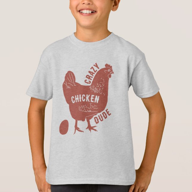 Crazy Chicken Dude Boys T-Shirt (Front)