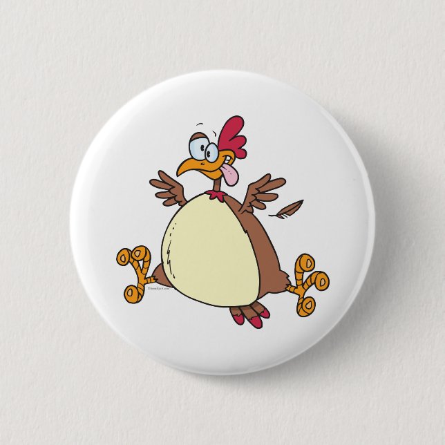 crazy chicken hen cartoon 2 inch round button (Front)