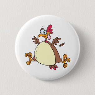 crazy chicken hen cartoon 2 inch round button