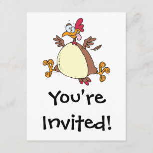 crazy chicken hen cartoon invitation