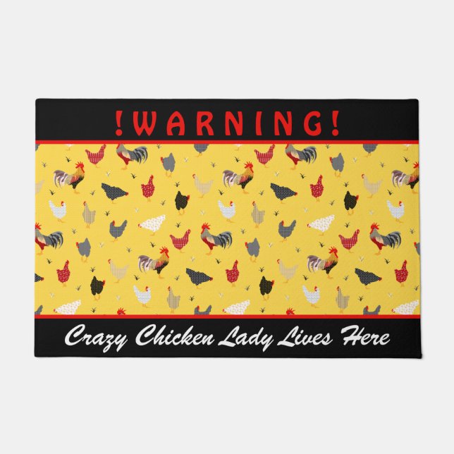 Crazy Chicken Lady l Memphis Style Chicken Farm Doormat (Front)
