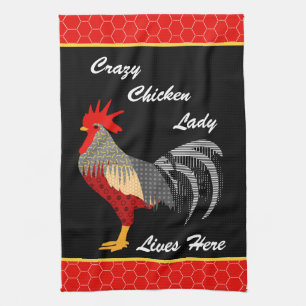 Crazy Chicken Lady l Memphis Style Rooster Kitchen Towel
