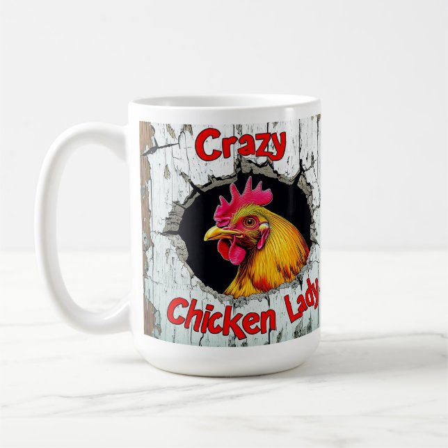 Crazy Chicken Lady Mug, Loves Chickens Cup Gift (Left)