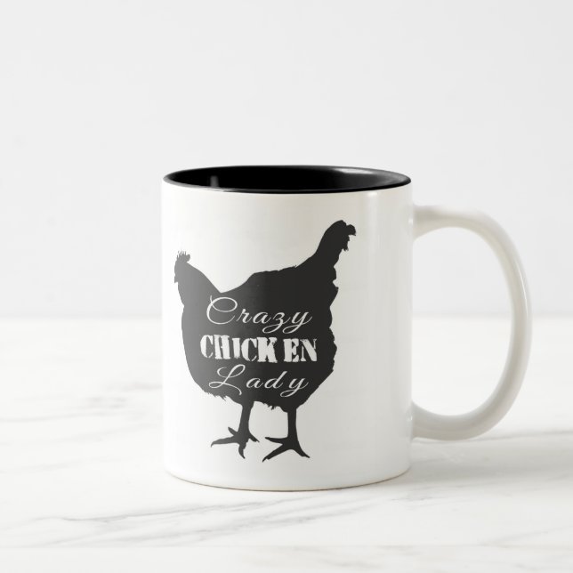 Crazy Chicken Lady Two-Tone Coffee Mug (Right)