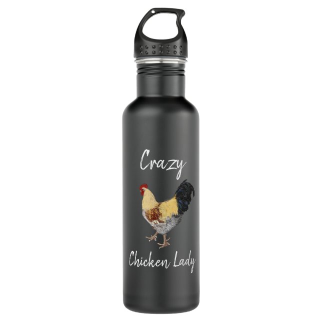 Crazy Chicken Lady Water Bottle (Front)