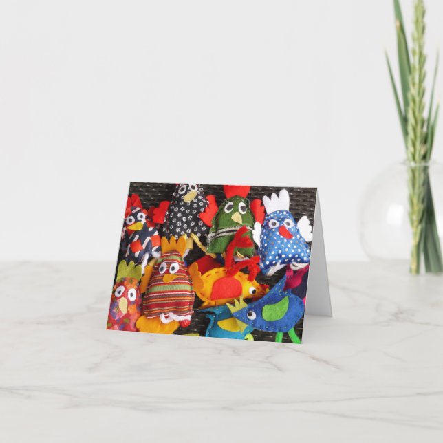 Crazy Chickens Finger Puppets Craft  Notecards (Front)