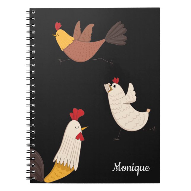crazy chickens modern farmhouse monogram notebook (Front)