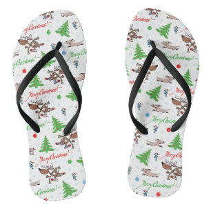 crazy christmas deer flip flops