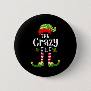 Crazy Christmas Elf Matching Pajama X-mas Party  2 Inch Round Button