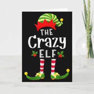 Crazy Christmas Elf Matching Pajama X-mas Party Card