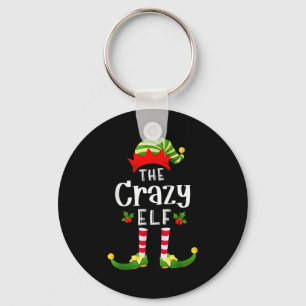 Crazy Christmas Elf Matching Pajama X-mas Party  Keychain