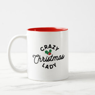 Crazy Christmas Lady Two-Tone Coffee Mug