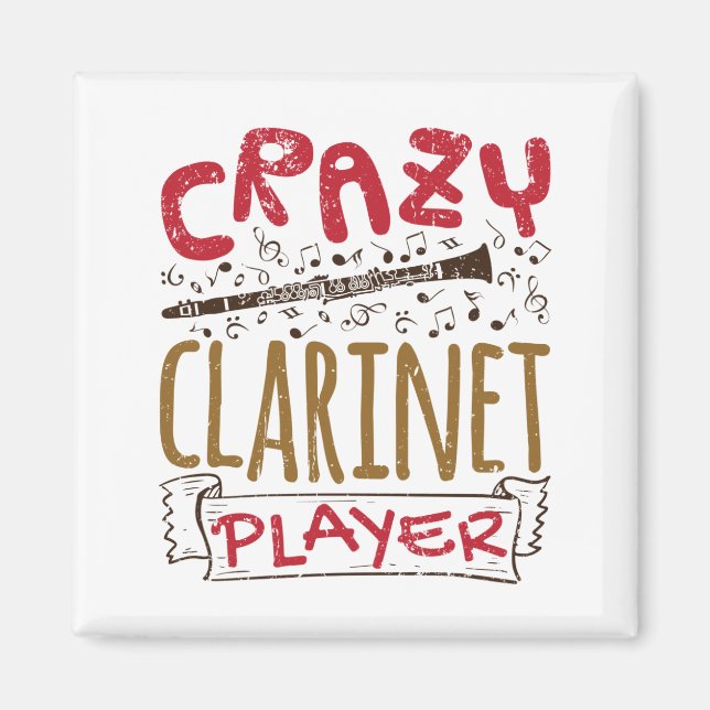 Crazy Clarinet Player Clarinetist Magnet (Front)