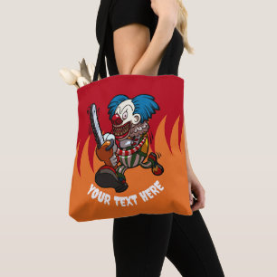 Crazy Clown Add Your Text Movie Monster Cartoon Tote Bag