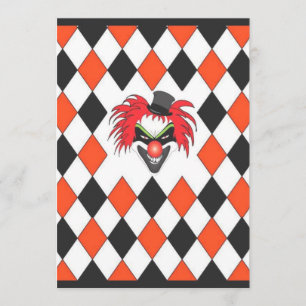 Crazy Clown Halloween Invitation