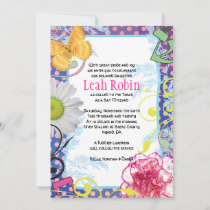 CRAZY COLLAGE Bat Mitzvah Party Card