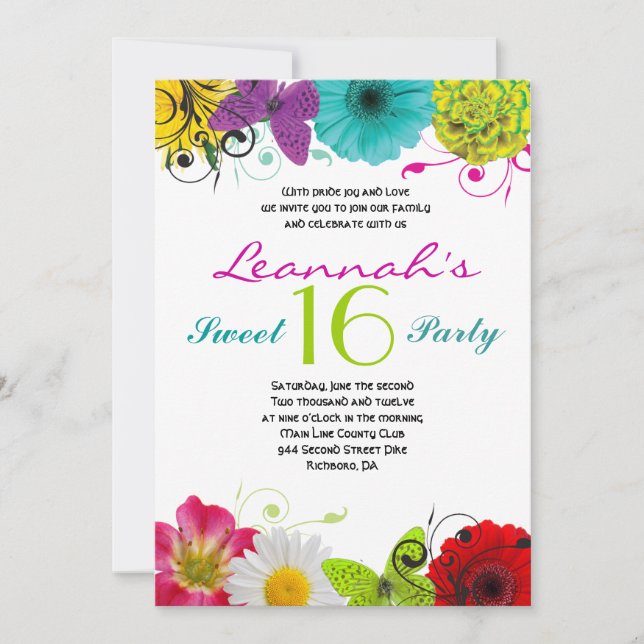 CRAZY COLLAGE Sweet 16 Seize Invitation (Devant)