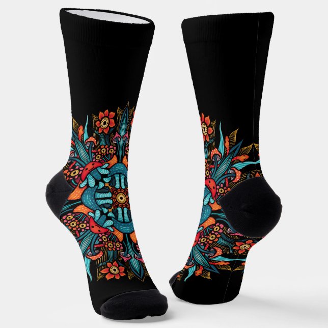 Crazy colourful fun cool psychedelic socks (Angled)