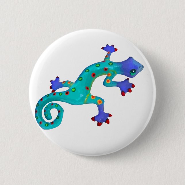 Crazy Colourful Lizard 2 Inch Round Button (Front)