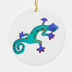 Crazy Colourful Lizard Ceramic Ornament