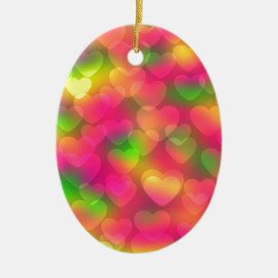 Crazy Colours Hearts Bokeh ORNAMENT