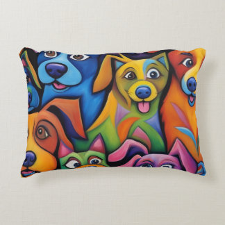 Crazy cool abstract dogs accent pillow