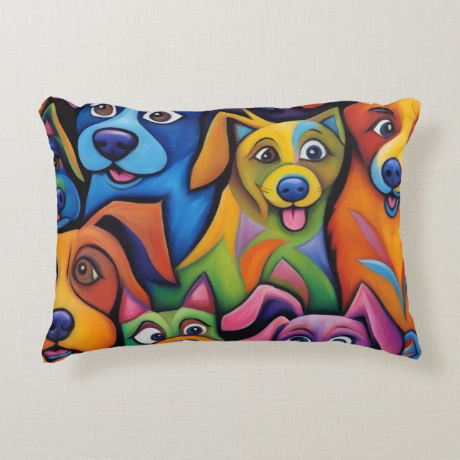 Crazy cool abstract dogs accent pillow (Front)