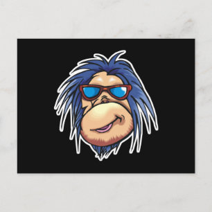 crazy cool monkey face postcard