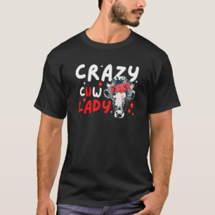 Crazy Cow Lady Women Animal Flowers Mother's Day   T-Shirt