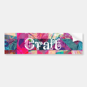 Crazy Craft Lady Colourful Pattern Vibrant Craftin Bumper Sticker