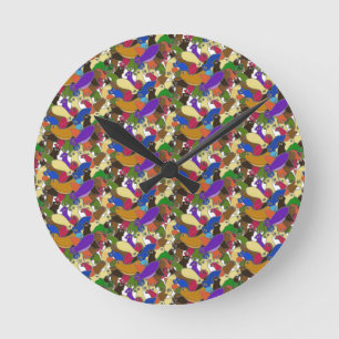 Crazy Cross Eyed Planarian Worms all over design Round Clock