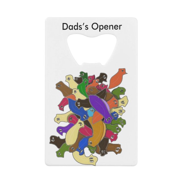 Crazy Cross Eyed Planarian Worms  Credit Card Bottle Opener (Front)