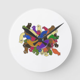 Crazy Cross Eyed Planarian Worms Design 2 Round Clock