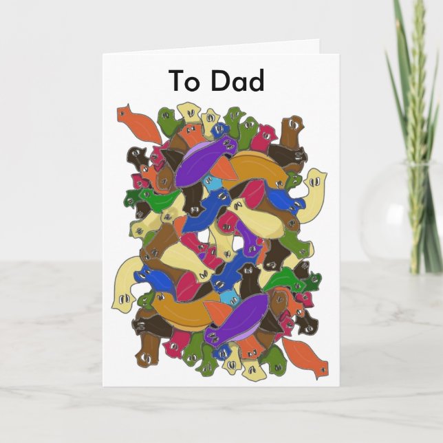 Crazy Cross Eyed Planarian Worms Holiday Card (Front)