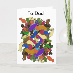 Crazy Cross Eyed Planarian Worms Holiday Card