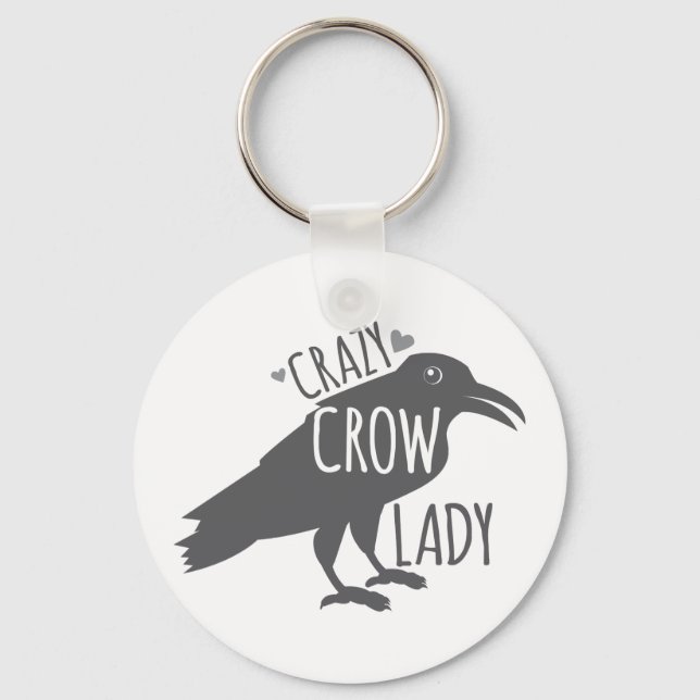 Crazy Crow Lady Keychain (Front)