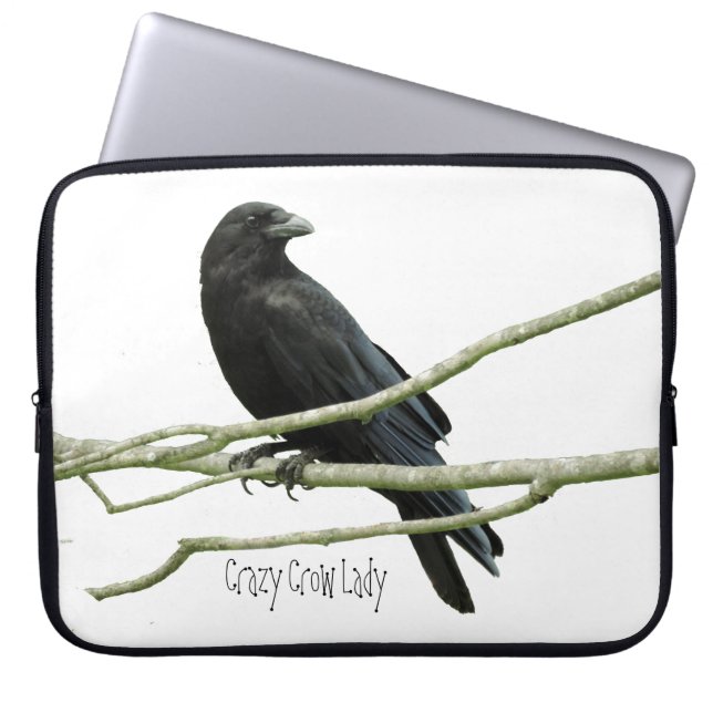 Crazy Crow Lady Laptop Sleeve (Front)