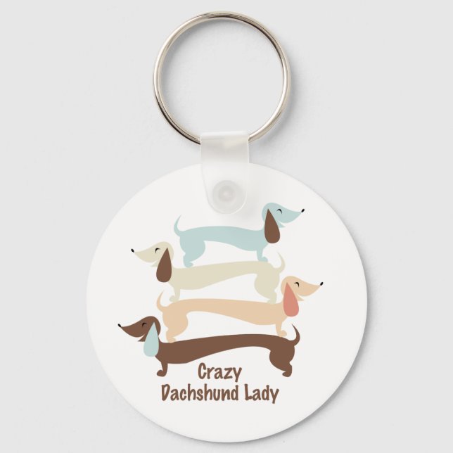 Crazy Dachshund Lady Keychain (Front)