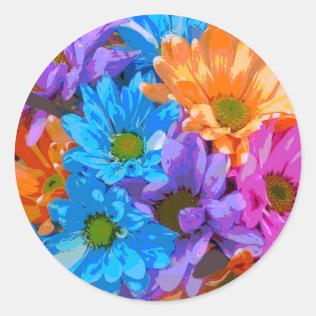 "Crazy Daisies" (2) Classic Round Sticker (Front)