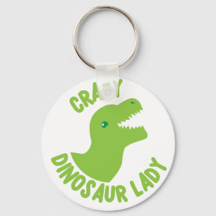 Crazy Dinosaur Lady (in a circle) Keychain