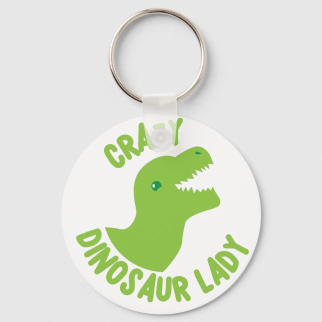 Crazy Dinosaur Lady (in a circle) Keychain (Front)