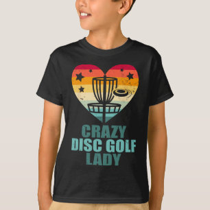 Crazy Disc Golf Lady Vintage Retro Heart Funny Dis T-Shirt