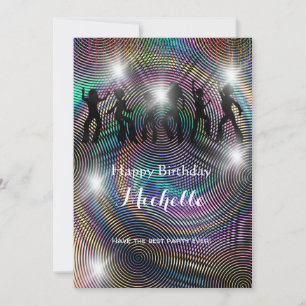 Crazy disco psychedelic birthday greeting card