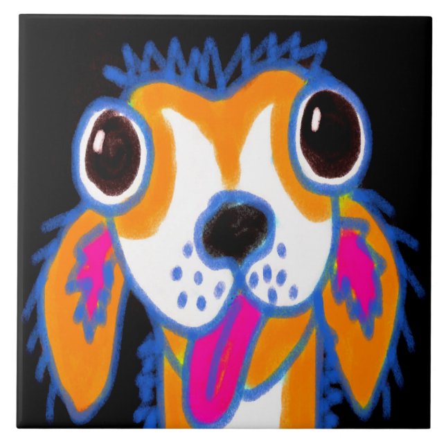 Crazy Dog Abstract Art Tile (Front)