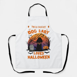 Crazy Dog Lady Loves Halloween Poodle Pumpkin Tomb Apron