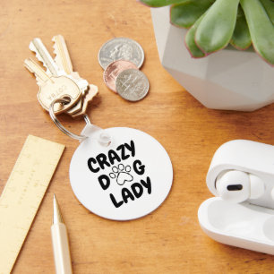 Crazy Dog Lady Round Keychain - Cute Pet Lover Gif